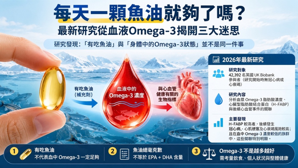魚油每天吃就代表Omega-3足夠？最新研究提醒從攝取量到血液狀態仍有差異